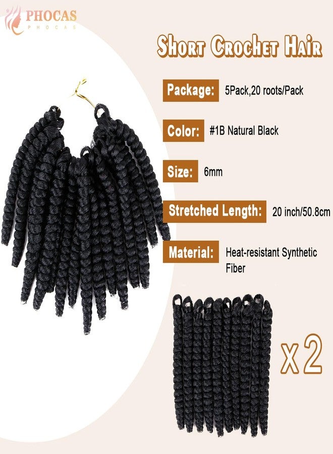 PHOCAS 20'' 3Packs Short Crochet Hair Curly Wand Curl Crochet Hair Extensions for Black Women - 6MM #1B Natural Black - Image 2